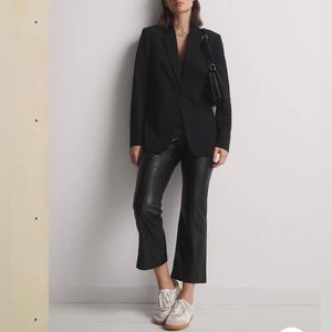 Mango Leather-Effect Straight Trousers